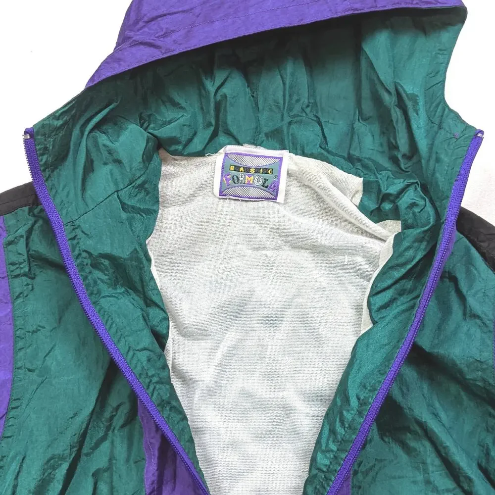 Vintage Basic Formula Windbreaker Jacket Unisex Children's Kids Size 6-7 Green